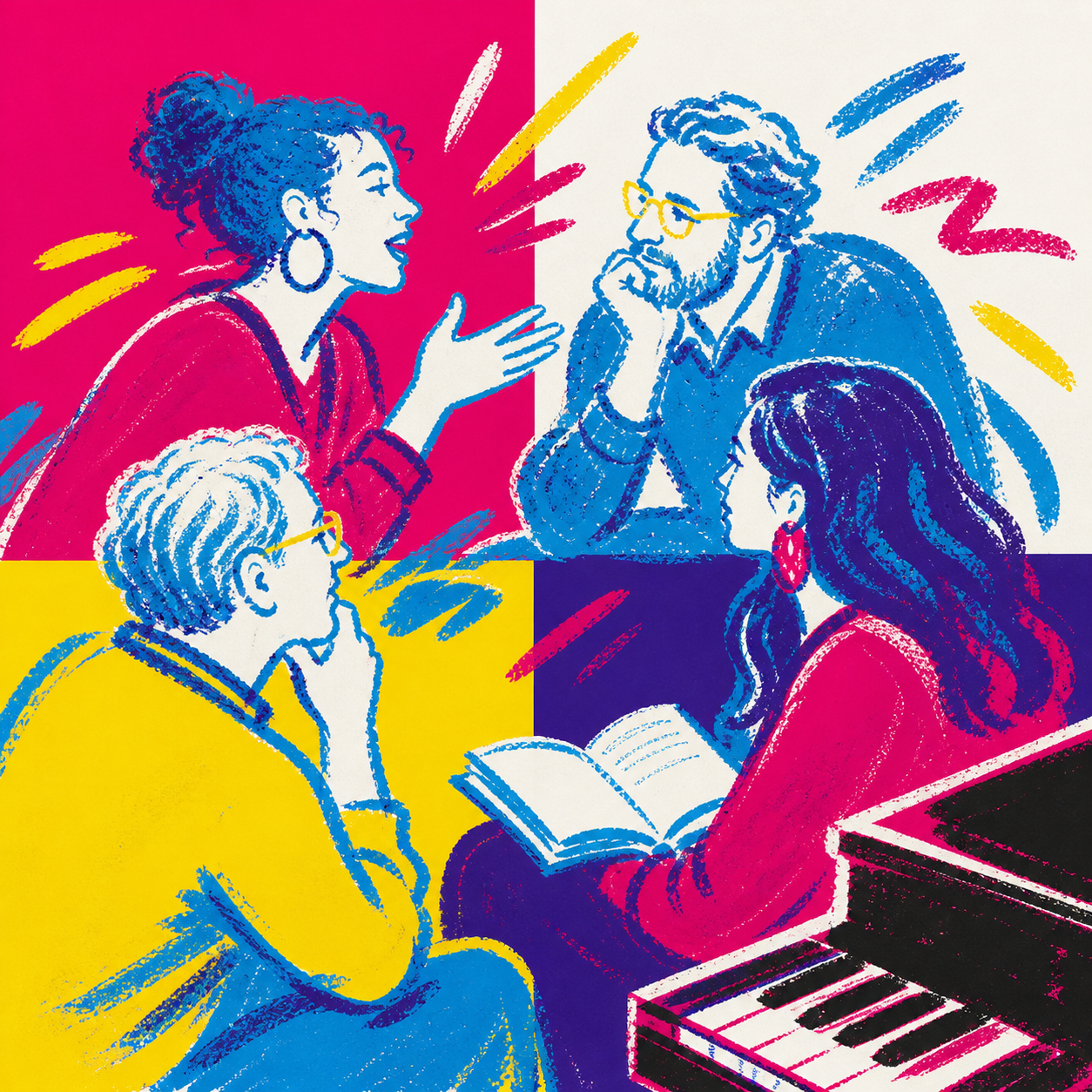 Illustration eines kulturellen Dialogs mit Musik